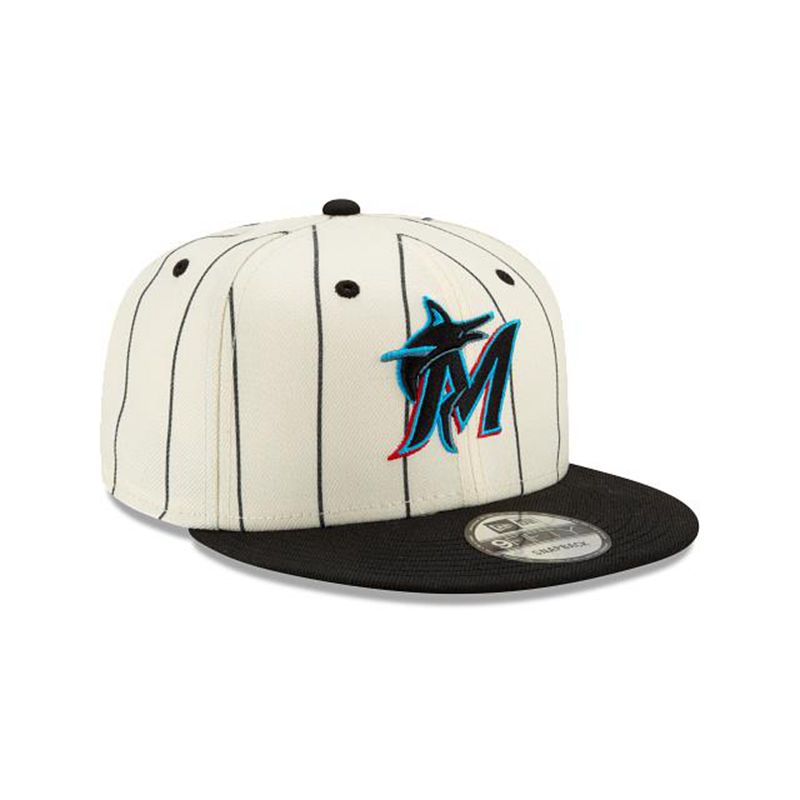 MLB Miami Marlins Pinstripe 9Fifty Snapback (NEB5244) - White New Era Caps